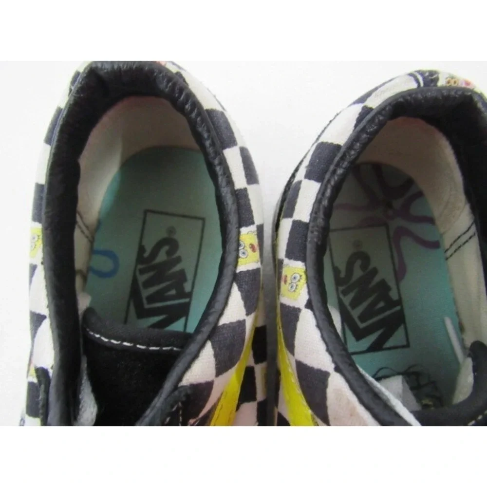 VANS Off The Wall Shoes Sponge Bob Square Pants Black‎ Checker Sneakers Sz 7